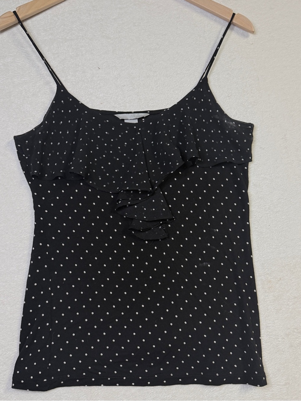 H&M Black Polka Dot Ruffle Cami Tank Top - Women